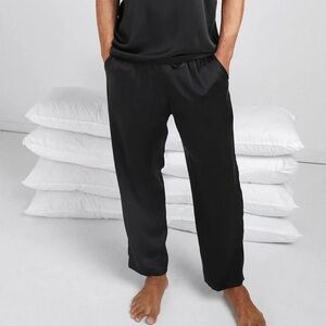 Lahgo Men’s Black Washable Silk Pull-On Pajama Pants Size Large